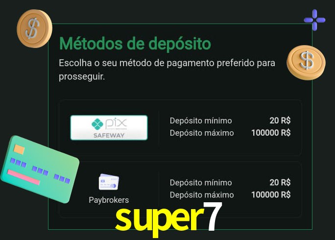 O cassino super7 oferece uma grande variedade de métodos de pagamento